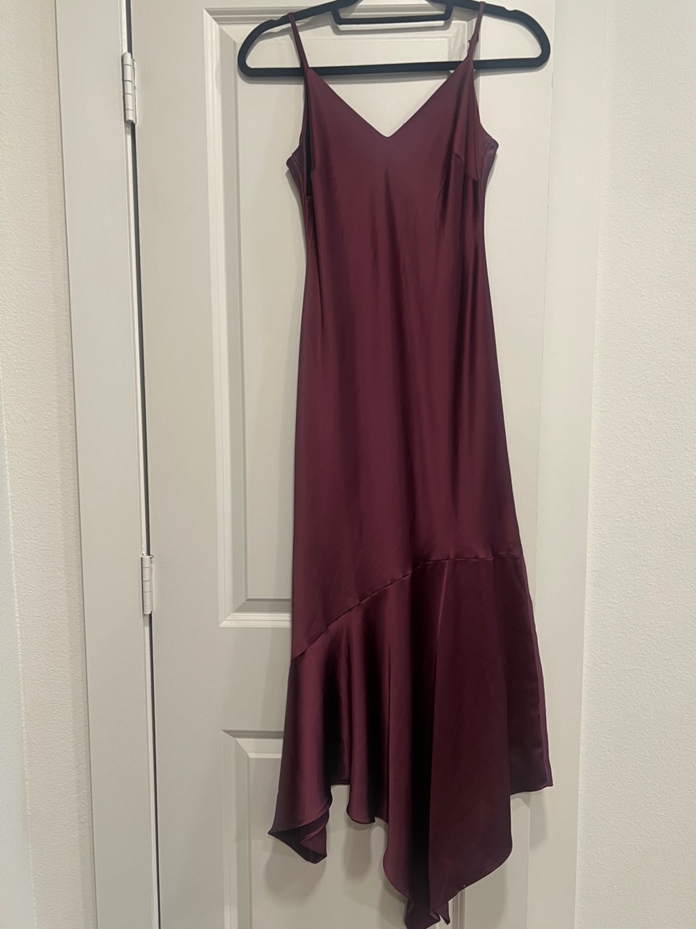 Women's Steve Madden Burgundy Slip Dress with Asymmetrical Hem